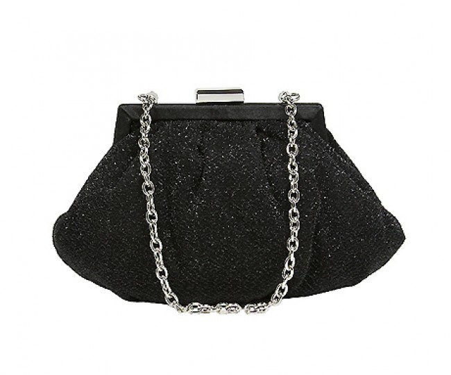 Evening Bag - Glittery Look Fabric - Black -BG-92093B